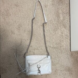 Rebecca Minkoff Cream Crossbody Bag with Silver Chain